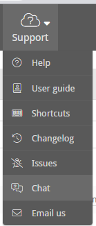Chat from Support menu