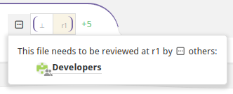 Reviewable file header that shows a tooltip, which says this file needs to be reviewable by a GitHub team named Developer