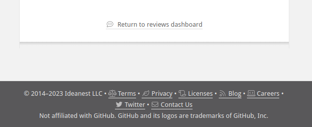 Bottom link to the reviews dashboard