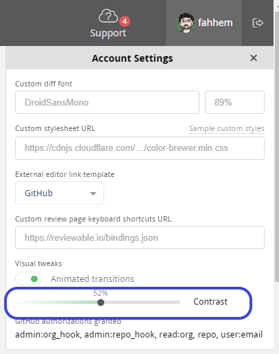 Contrast settings